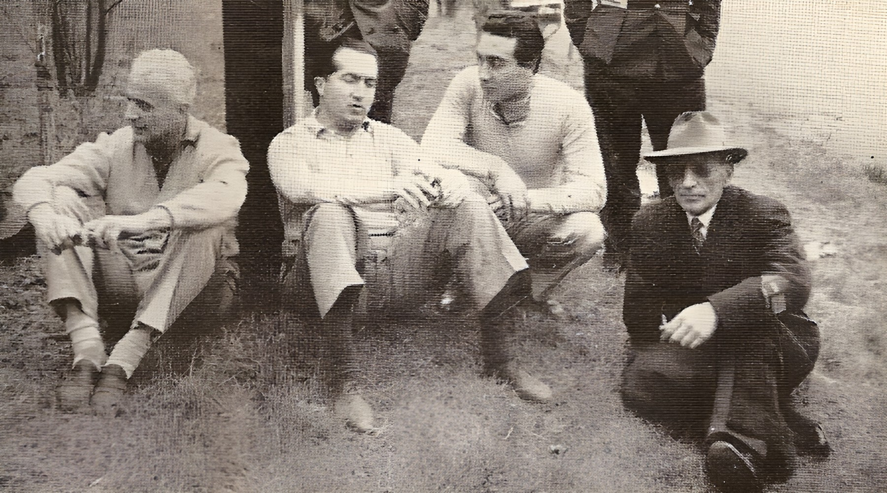 Vittorio Jano with Alberto Ascari, Luigi Villoresi and Eugenio Castellotti